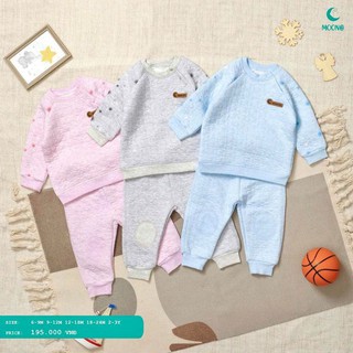 Bộ nỉ moon trần bông cài vai siêu ấm bé trai/bé gái