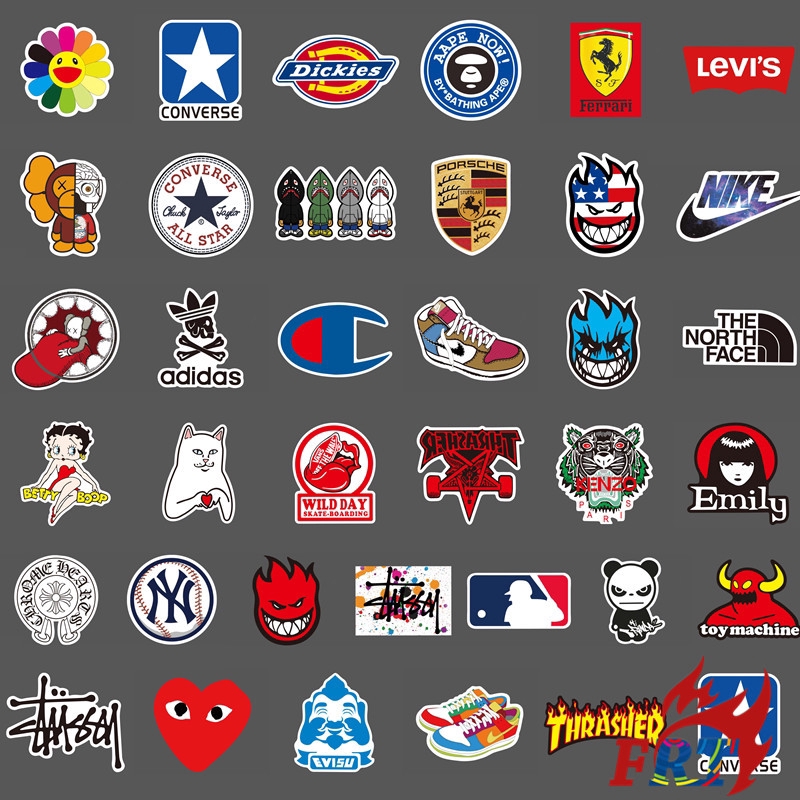 ❉ Fashion Brand Logo - Series 01 Stickers ❉ 36Pcs/Set Kaws DIY Luggage Laptop Skateboard Doodle Decals Stickers