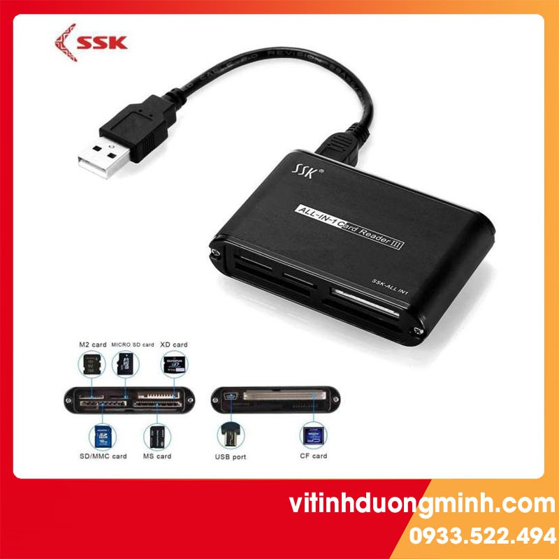 Đầu đọc thẻ nhớ đa năng SSK All In 1 Card Reader III