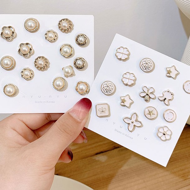 Set 10 khuy măng sét phong cách Hàn Quốc dùng để trang trí áo quần