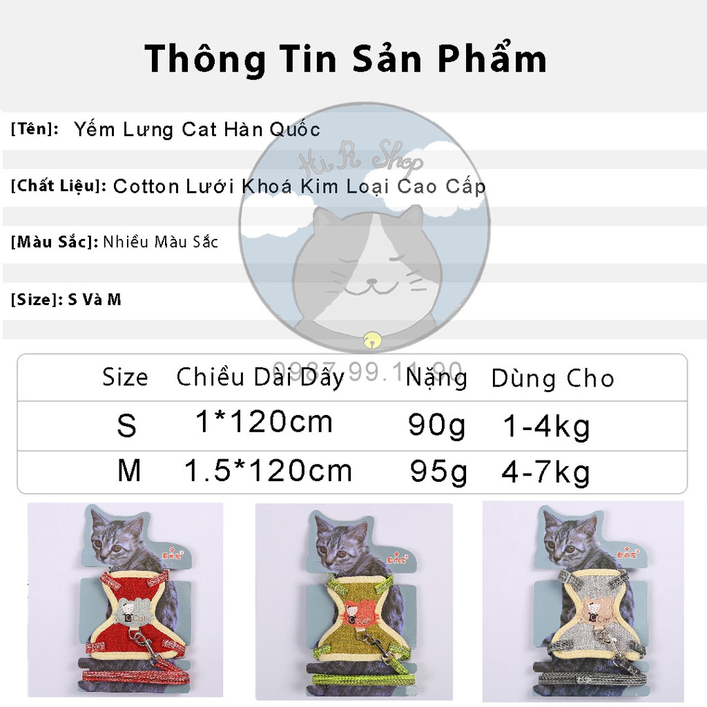 [Rẻ Vô Địch] Dây Dắt Chó Mèo Yếm Lưng Hình Cat Mèo Dây Dẫn Cho Thú Cưng Chất Liệu Cotton Lưới Khoá Kim Loại Cao Cấp