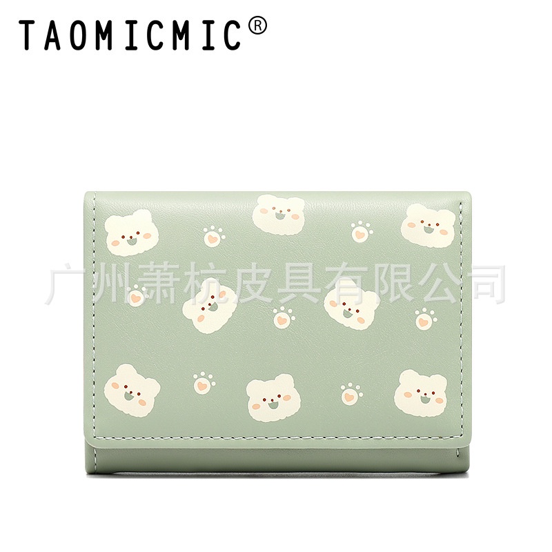 Ví Da Pu Gập Ba Thiết Kế Đơn Giản Họa Tiết Hoạt Hình Đáng Yêu Thời Trang Cho Nữ