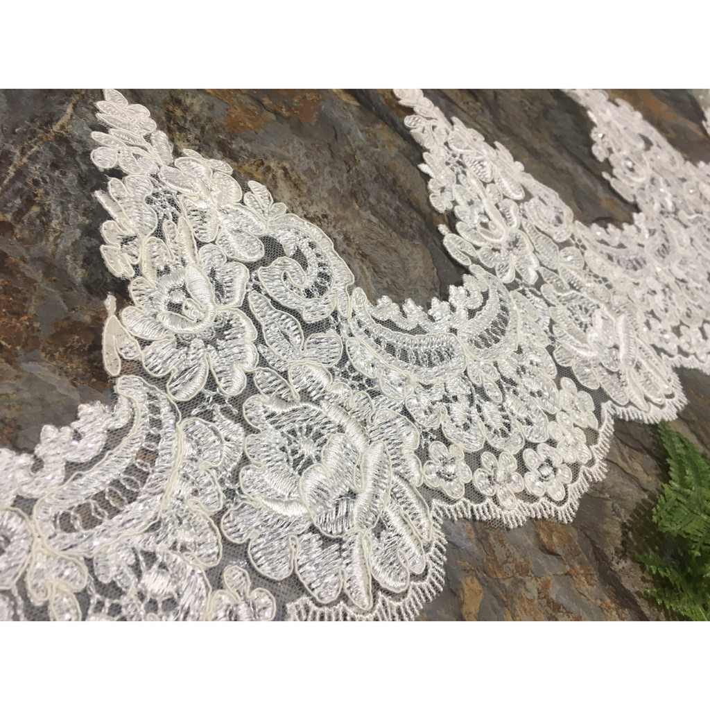Ren chân cao cấp RC171007 bản 22cm dùng may váy đầm thời trang, váy cưới, làm đồ decor trang trí, đồ lót, váy ngủ...