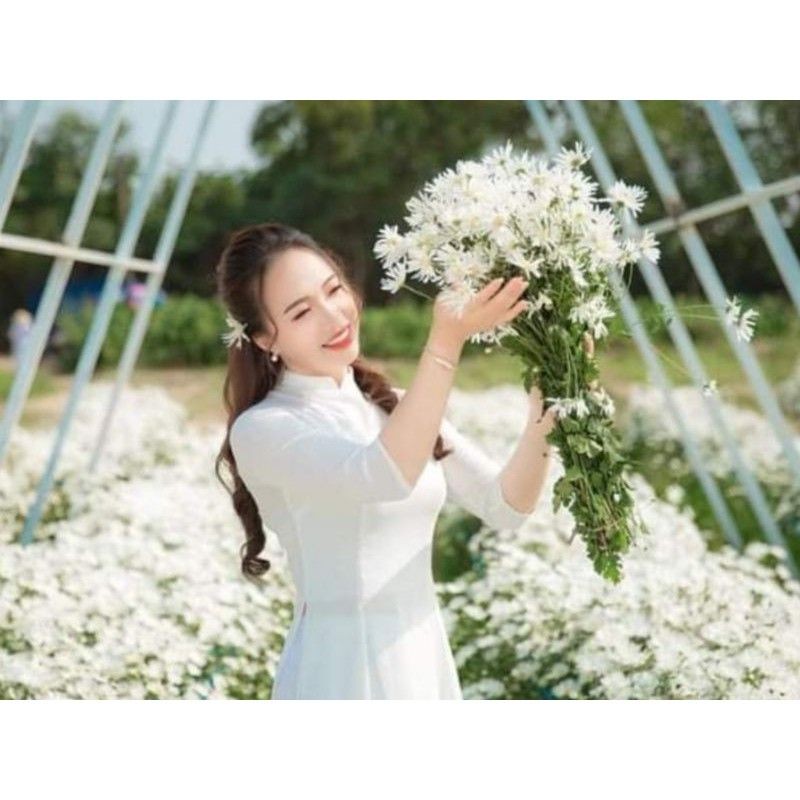 Áo dài trắng nữ sinh lụa tây thi loại 1, tay dài