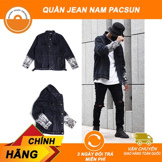 Denim jacket áo khoác jean đen pacsun vẩy sơn