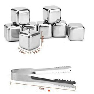 Đá Lạnh Vĩnh Cửu Bằng Inox Không Tan Hình Vuông, Làm Lạnh Cực Nhanh (loại 6 viên)