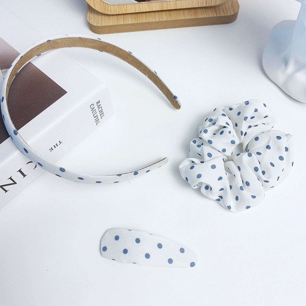Sét 3 sản phẩm cài tóc blue girl (kẹp, dây, bờm) dễ thương BN113 Song An Eco