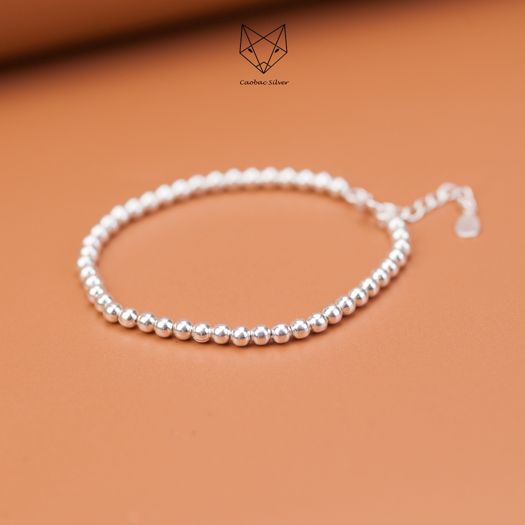Lắc Tay Bạc Ta Cao Cấp CaoBac Silver Chuỗi Bi Đơn Giản, Cá TÍnh Cho Nữ