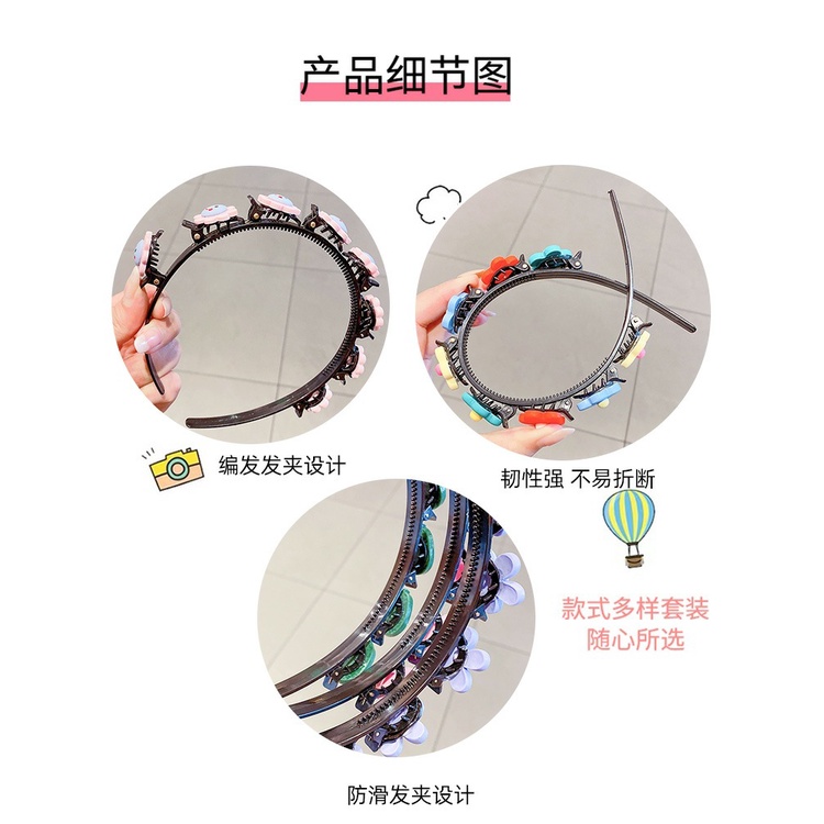 Kẹp Tóc Nhiều Lớp Chống Trượt Họa Tiết Hoa Cúc / Trái Cây Dễ Thương Cho Bé Gái