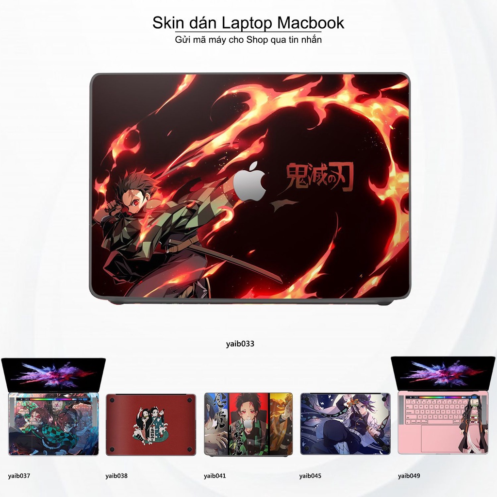 Skin dán Macbook mẫu Kimetsu No Yaiba (đã cắt sẵn, inbox mã máy cho shop)