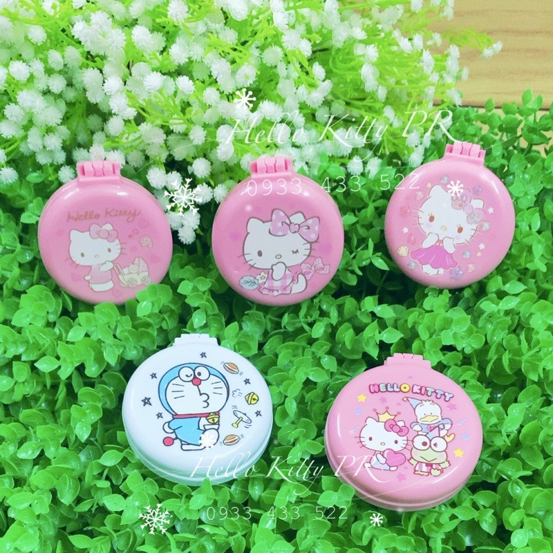 Gương lược massage mini bỏ túi Hello Kitty - Doremon