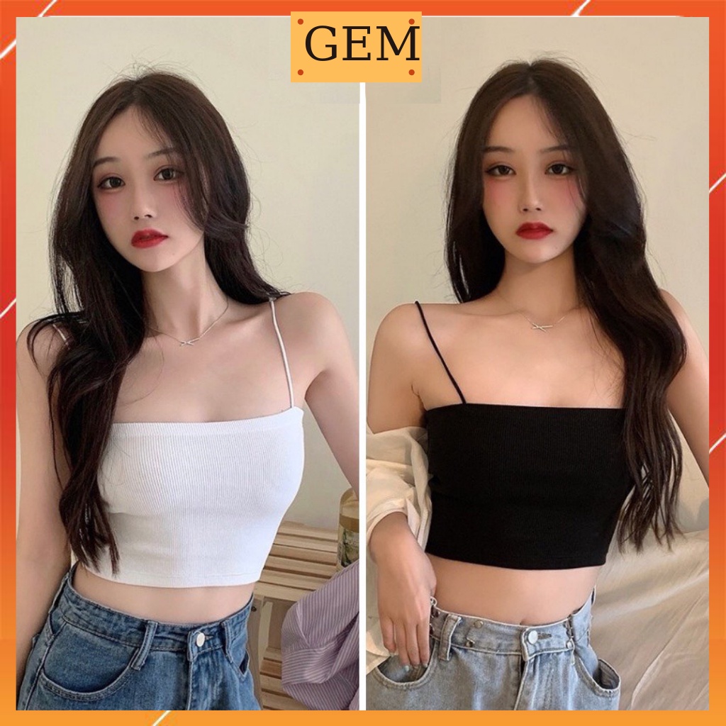 Áo 2 dây sợi bún thun gân phong cách Sexy Gem , áo hai dây croptop nữ