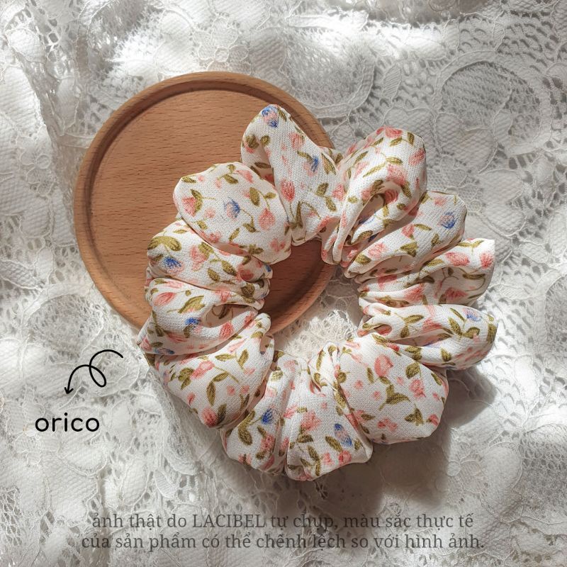 Cột tóc LACIBEL scrunchies, buộc tóc vải hoa