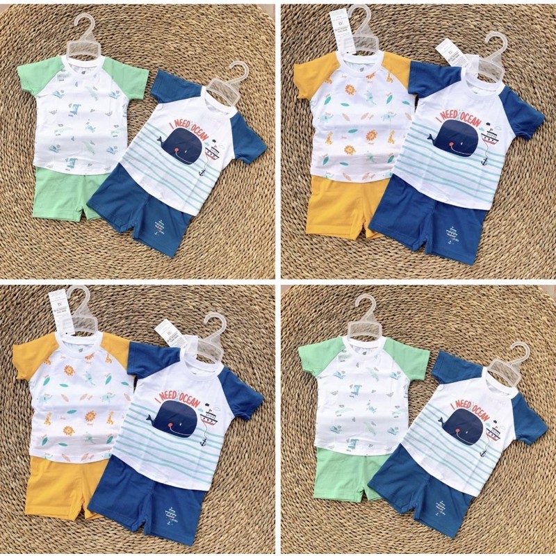 Bộ cộc tay Raglan bé trai Lullaby NH626P (Sz 6m-4y)