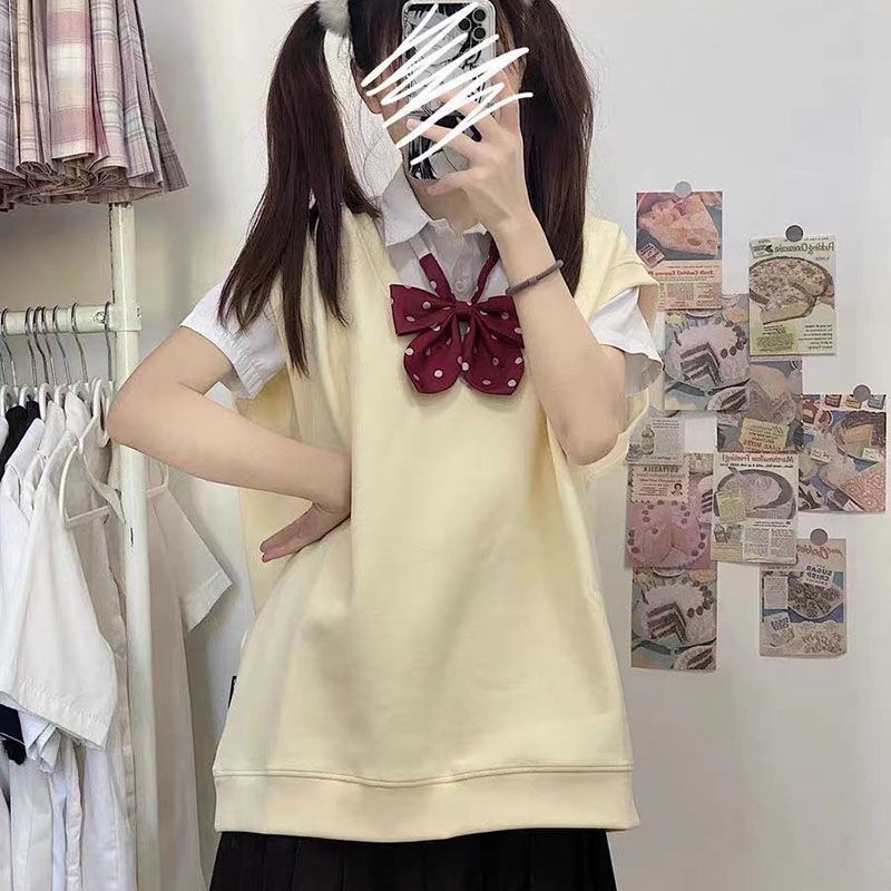 Áo Thun Nữ Không Tay Cổ Chữ V Phong Cách Hàn Quốc Thời Trang Mùa Thu Mới