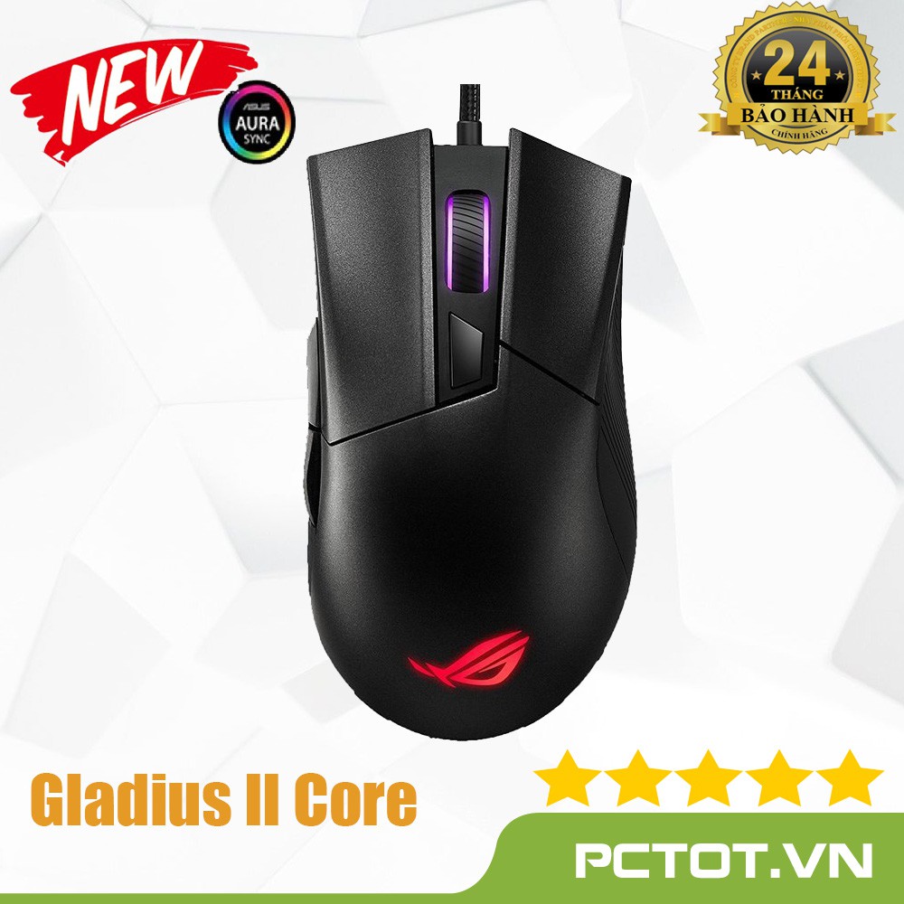 Chuột gaming Asus ROG Gladius II Core (P507) (USB/RGB/Black) - Chính hãng phân phối