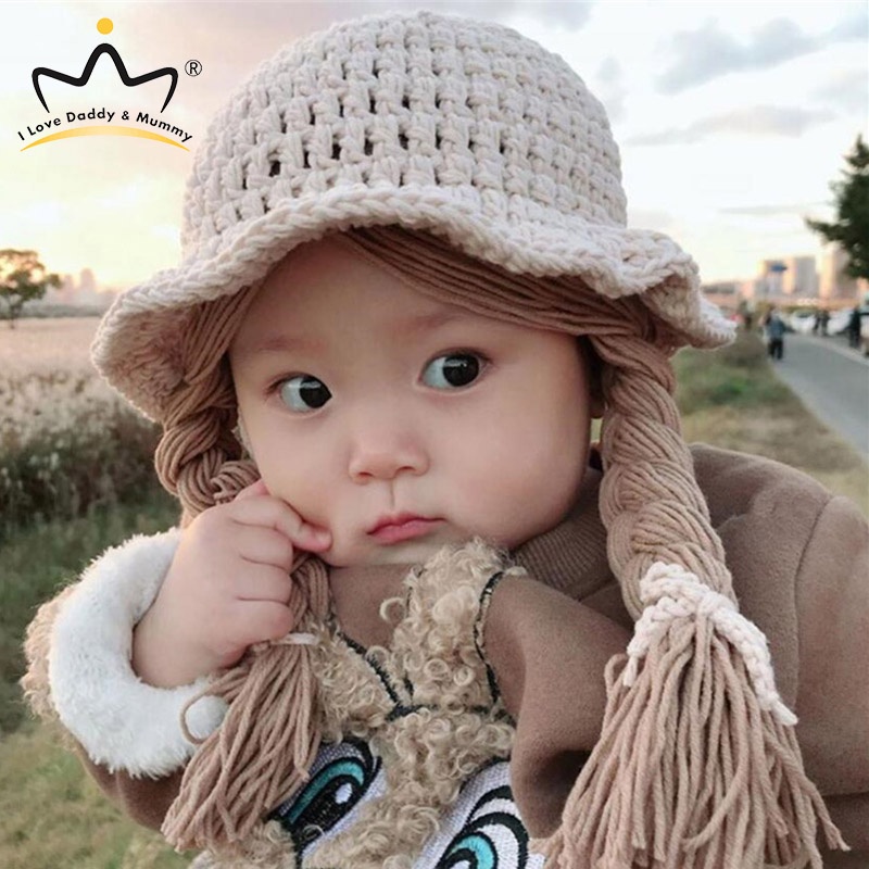 Nón Len Đính Tóc Giả Dễ Thương Cho Bé