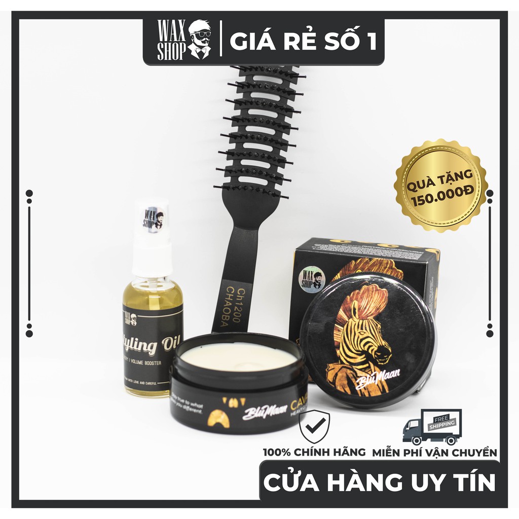 Sáp Vuốt Tóc Blumaan Ngựa Vằn Cavalier Clay ⚡[HÀNG MỸ] - [CAO CẤP NHẤT CHO NAM]⚡Tặng Kèm Pre-Styling Oil và Lược Chaoba.