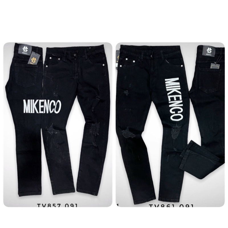 [Sẵn hàng] Quần Jean Nam MKC Thêu Chữ Siêu Hot - Quần Bò Nam MKC Rách Gối Cực Chất