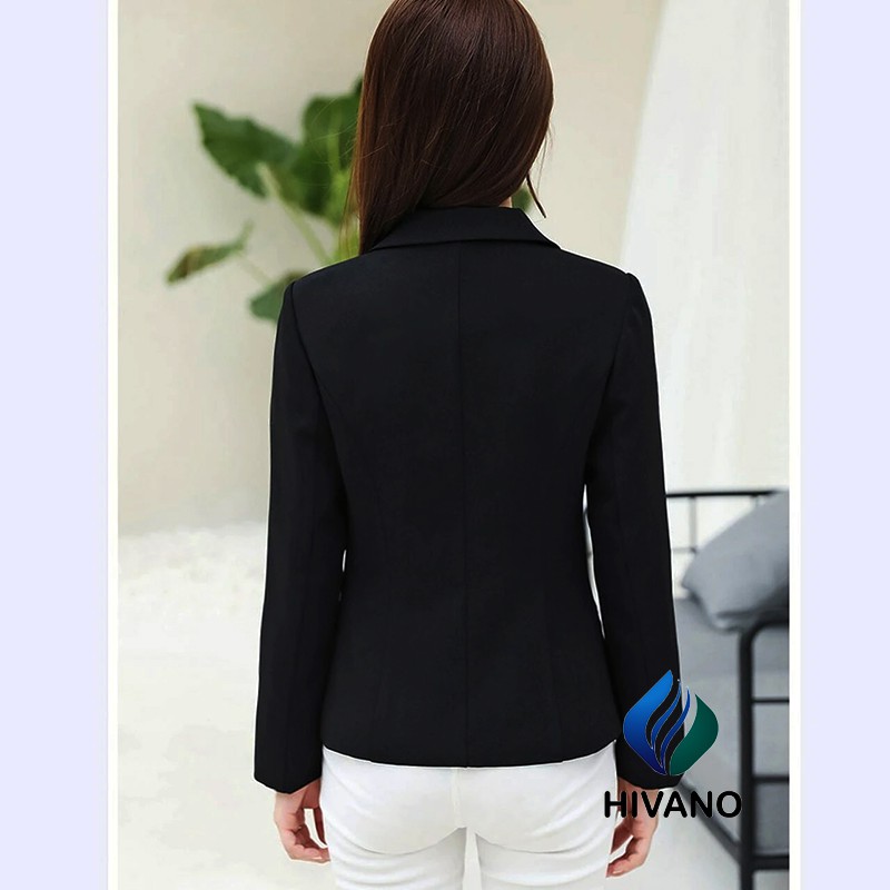 Áo vest nữ công sở Blazer 2 lớp tay dài cao cấp HIVA form chuẩn mặc cực tôn dáng có độn vai và túi thật hai bên