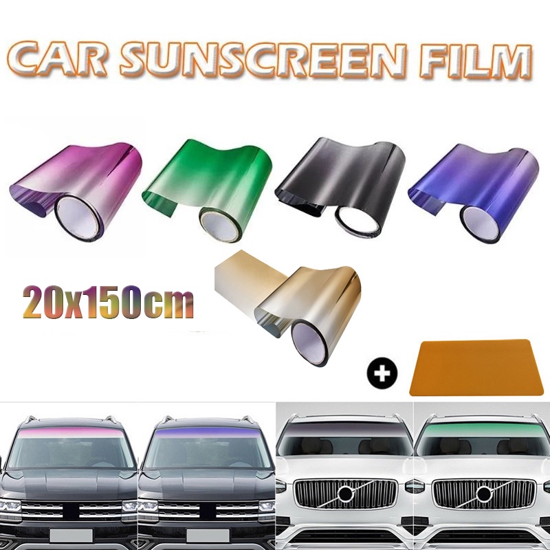 Miếng Dán Màu Gradient Chống Tia UV Cho Kính Chắn Gió Xe Hơi 20X150Cm