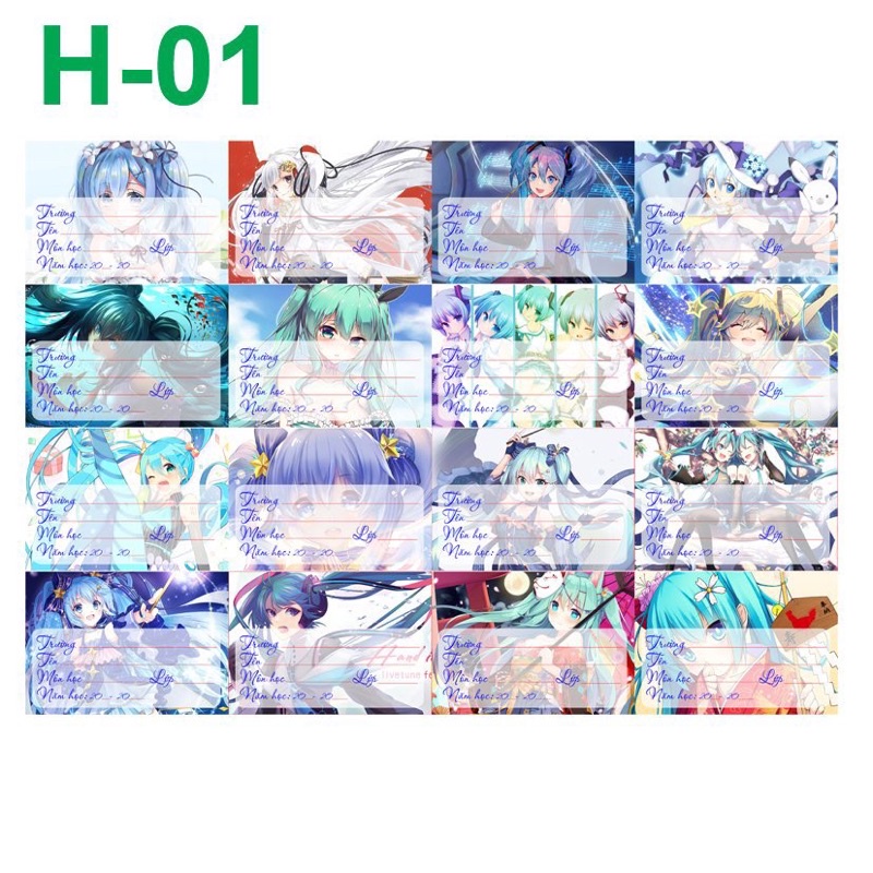 Combo 16-96 nhãn vở miku/ nhãn vở volcaloi miku