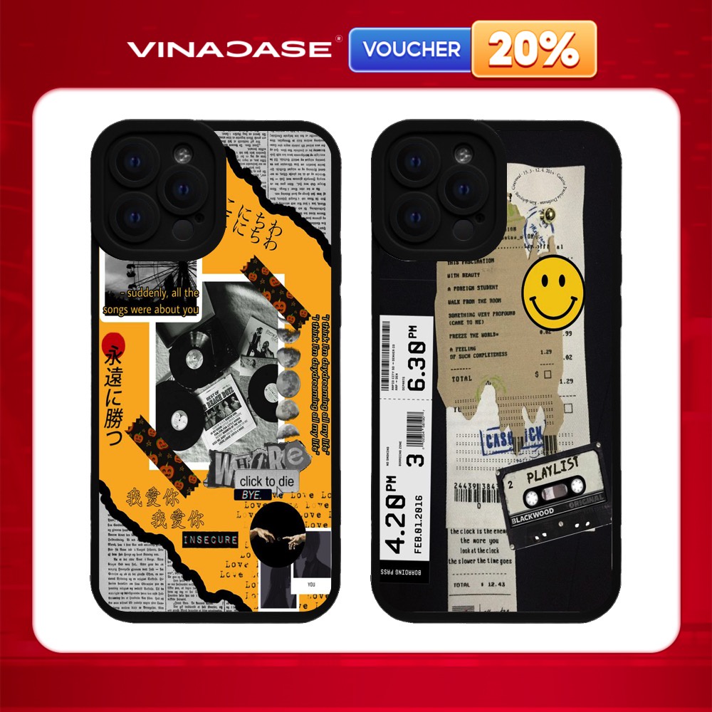 Ốp lưng Vina Case Iphone 6S/6 Plus/7G/8G/X/Xs/11/12/....dẻo cạnh vuông Pro Camera hình Mặt báo