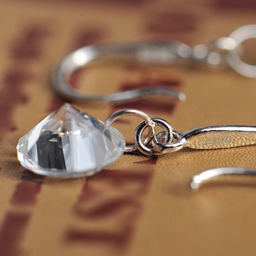 Bông tai mạ bạc đính đá sang trọng cho nữ