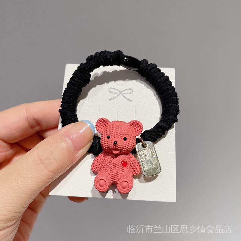 Dây Cột Tóc Cao Su Co Giãn Tốt In Họa Tiết Gấu Hoạt Hình Dễ Thương Phong Cách Hàn Quốc Thời Trang Cho Nữ