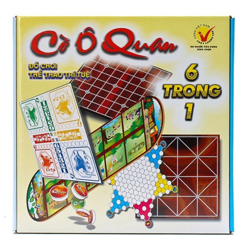 Bộ cờ 6 trong 1.Ô ăn quân,cờ vây,cờ nhảy,cờ cá ngựa,cờ caro