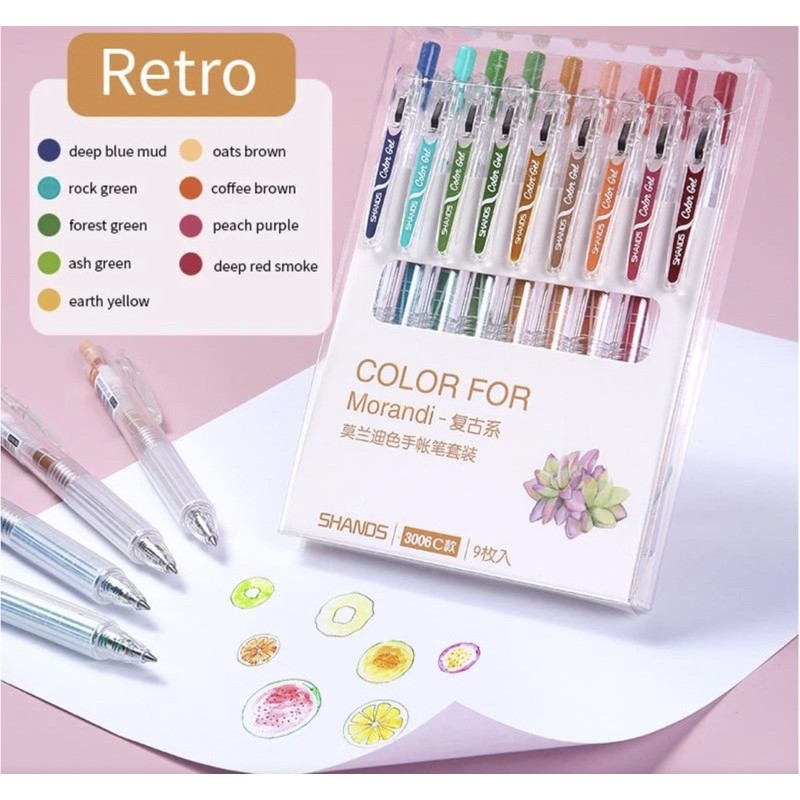 Bộ hộp 9 Bút Morandi Color For - Set 9 Bút Nước Gel Màu