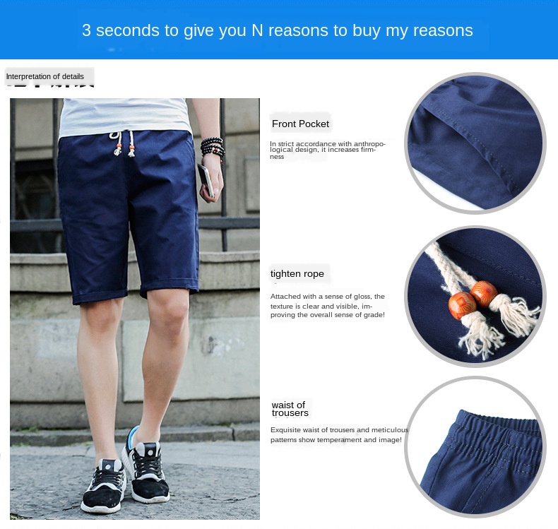 Quần short nam BEFOYI 9 màu 100% cotton thời trang đi biển thường