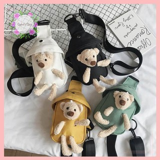 Balo mini 💖freeship💖balo nữ dễ thương gấu bông đeo trước ngực phong cách hàn quốc siêu xinh đủ màu