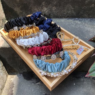 Bờm tóc headband lụa satin bóng - tiemcuaan