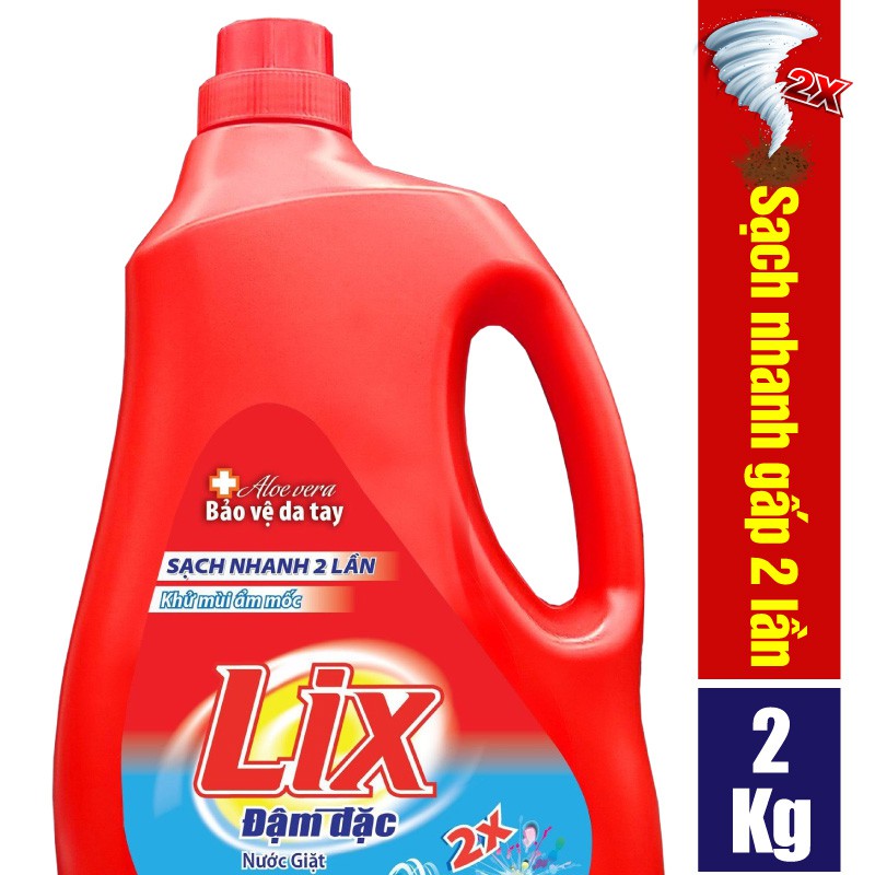 Nước giặt Lix Đậm Đặc Hương Hoa Chai 2Kg - Tẩy Sạch Cực Mạnh Vết Bẩn - NG201
