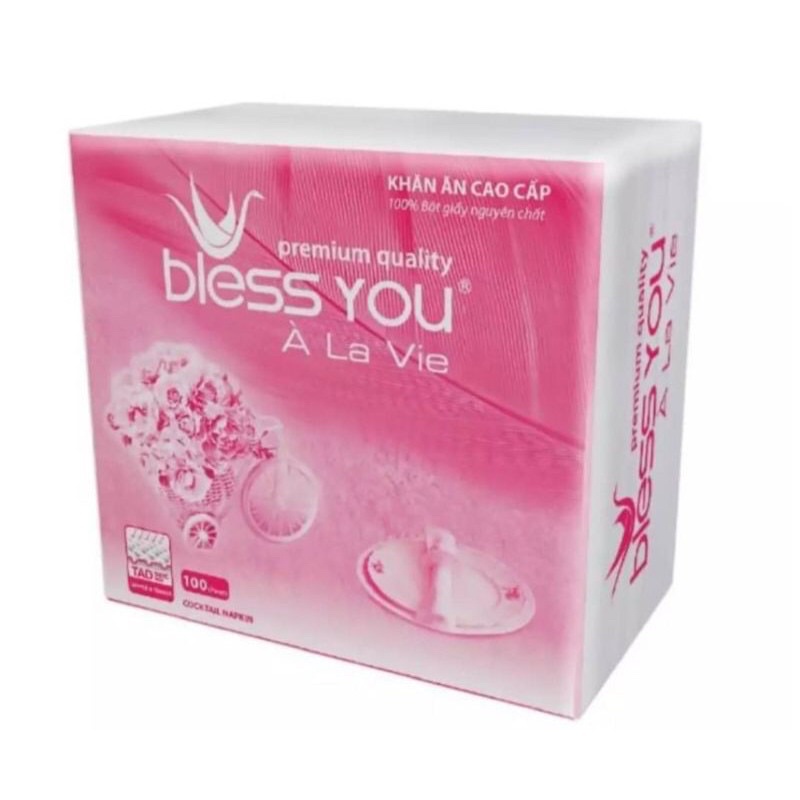 Combo 5 gói khăn giấy vuông Bless You khổ lớn 100 tờ, mịn, dai,330x330
