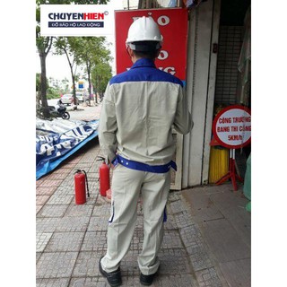 Quần áo bảo hộ màu ghi phối xanh chất kaki 3.1 cho kỹ sư