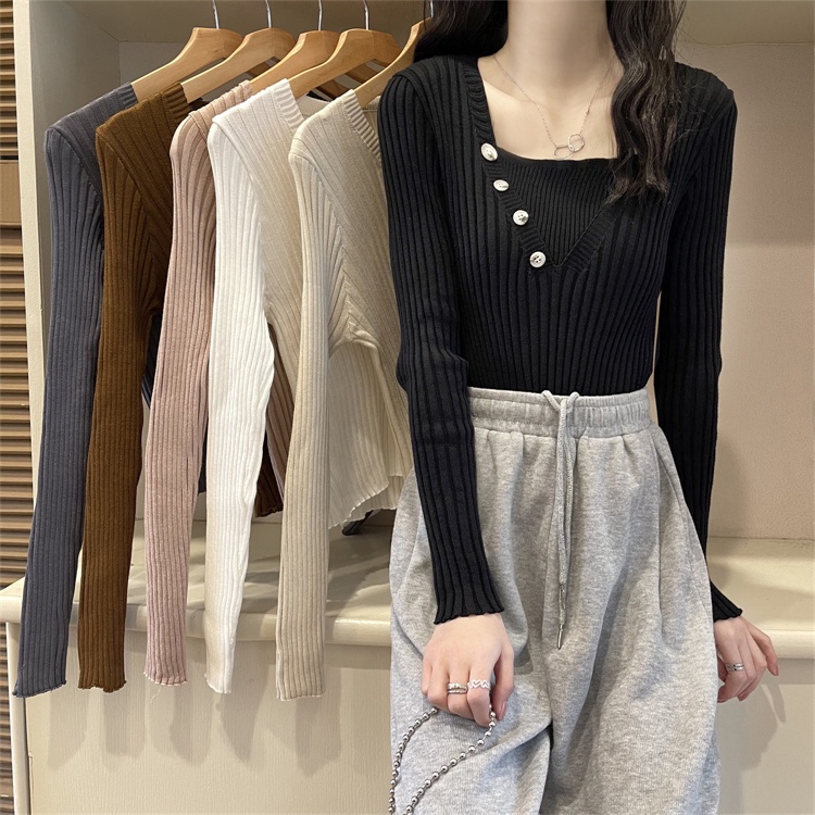 Áo Len Nữ Mùa Thu Mới Áo Sơ Mi Thời Trang Hàn Quốc Phong Cách Hàn Quốc Mỏng Dệt Kim