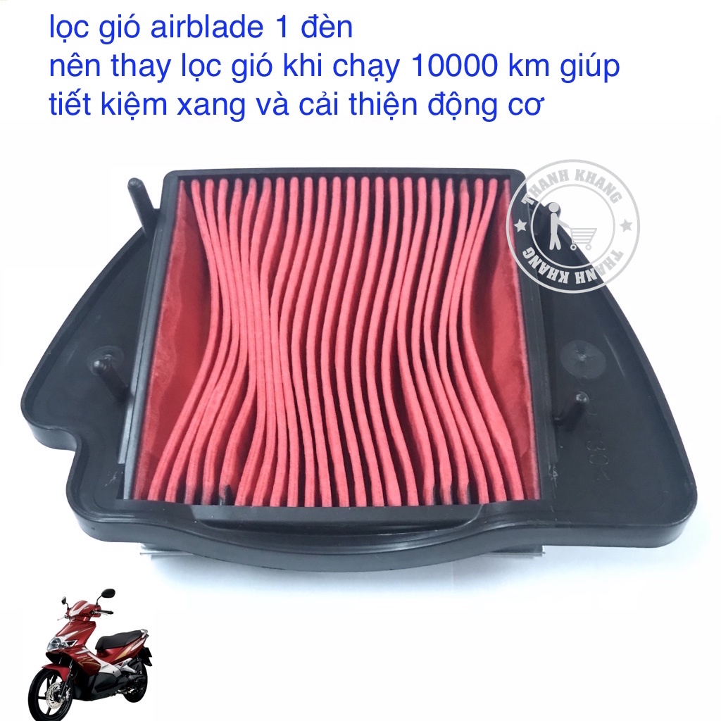 Lọc gió xe máy (tặng áo mưa nhỏ) sirius,ex135,ex150,airblade,pcx,winner,sh thoáng khí.tăng 30% 40% hiệu suất vào động cơ