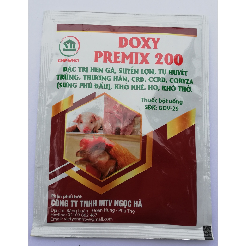 1 gói DOXY PREMIX 200 loại 100g Sản phẩm cao cấp chuyên dùng cho Lợn, gà, vịt, ngan, cút, chó, mèo