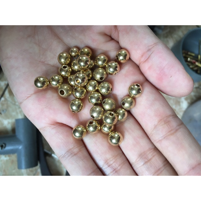 10 viên Bi đồng thau 8mm lỗ 2mm