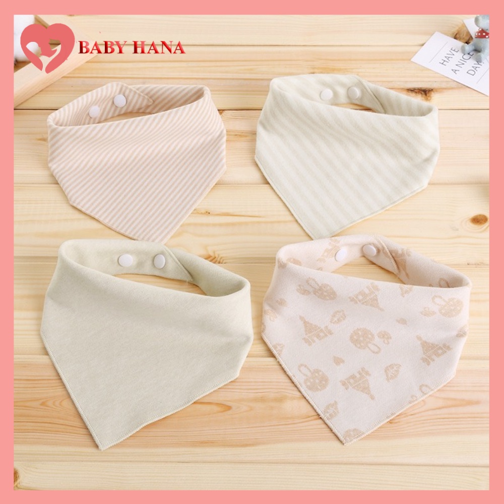 Khăn Yếm Tam Giác Cotton Hữu Cơ 2 Cúc Bấm Cao Cấp Siêu Mềm Cho Bé