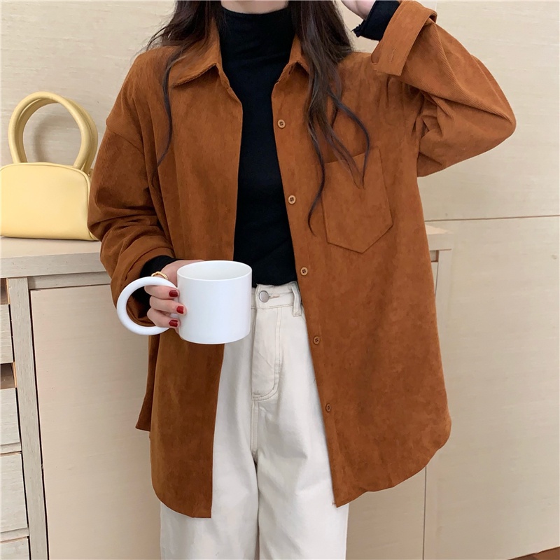 Áo khoác nhung thiết kế nữ Dài tay Thu Đông Áo khóa Thu Đông Ulzzang