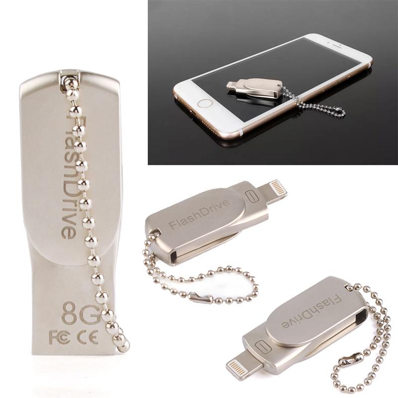 Kim loại OTG USB i-Flash Drive cho iOS iPhone / iPad Thẻ nhớ 8GB