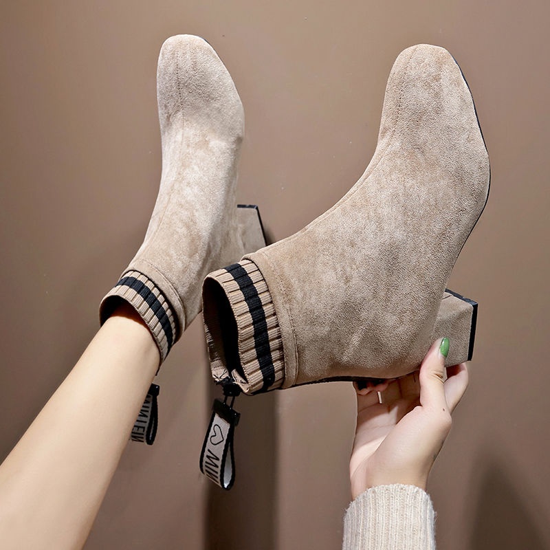 Giày boot cao gót size lớn 35-43 8tVd phong cách Anh Quốc thời trang thu đông cho nữ