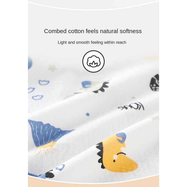 Áo Liền Quần Tay Dài Chất Liệu Cotton Mỏng In Họa Tiết Hoạt Hình Xinh Xắn Cho Bé Từ 0-18
