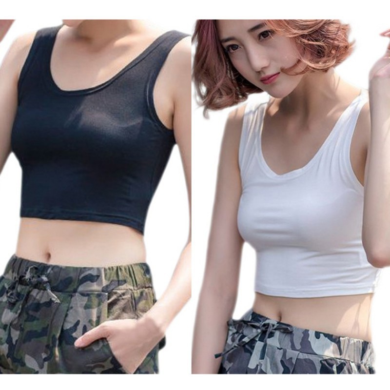 Women Solid Color Slim sleeveless Short Top Female Sport Vest