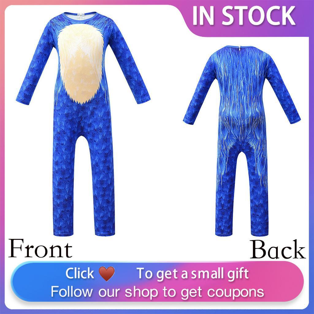 Bộ Áo Liền Quần Hóa Trang Sonic The Hedgehog Bằng Vải Bông Toàn Diện Cho Bé Trai