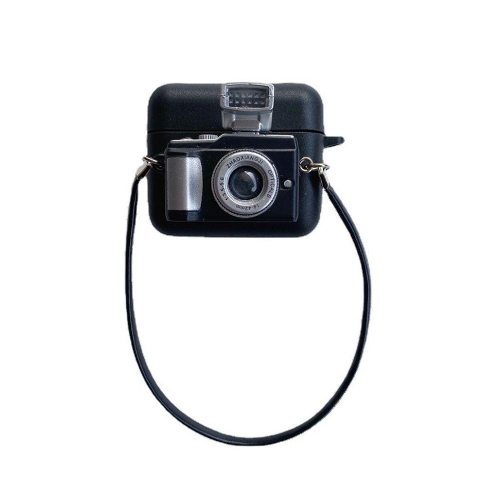 BTLIMER Vỏ Bảo Vệ Hộp Sạc Tai Nghe Airpods 1 2 3 Pro Bằng Silicon Hình Máy Ảnh Kèm Dây