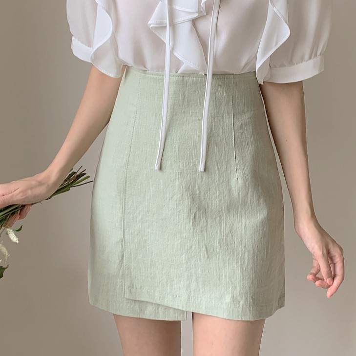 Chân váy chữ A lưng cao xinh xắn kiểu dáng đơn giản thời trang cho nữ 34615